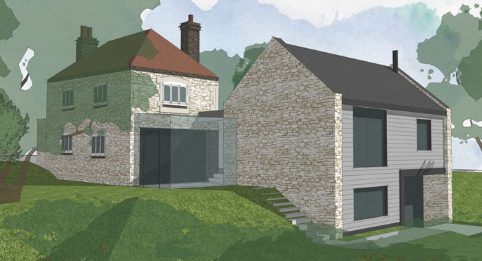 contemporary extension to a listed building